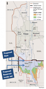 Fargo Moorhead Dam and FM Diversion Dam and Reservoir Location